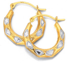 9ct-Gold-Two-Tone-Patterned-Creole-Earrings on sale