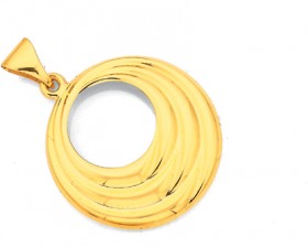 9ct-Gold-18mm-Multi-Ridged-Circle-Pendant on sale