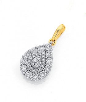 9ct-Gold-Two-Tone-Diamond-Pear-Shaped-Pendant on sale
