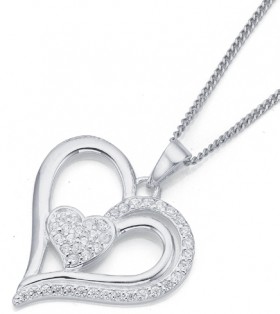 Sterling-Silver-Pave-Cubic-Zirconia-Heart-Pendant on sale