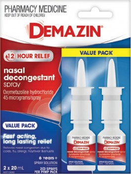 NEW-Demazin-Nasal-Decongestant-Spray-Value-Pack-2-x-20mL on sale