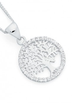 Sterling-Silver-Tree-Of-Life-In-CZ-Circle-Pendant on sale