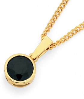 9ct-Gold-Black-Sapphire-Bezel-Set-Pendant on sale