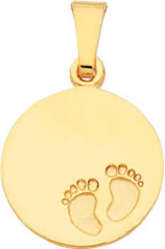 9ct-Gold-12mm-Baby-Feet-Disc-Pendant on sale
