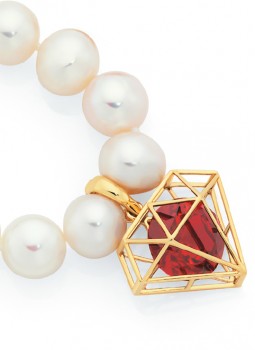 9ct-Gold-Created-Ruby-Geo-Shape-Pendant on sale