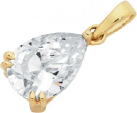 9ct-Gold-CZ-Pear-Shape-Pendant on sale