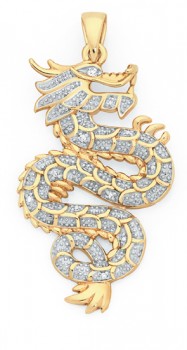 9ct-Gold-Diamond-Dragon-Pendant on sale