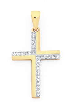 9ct-Gold-Diamond-Cross-Pendant on sale