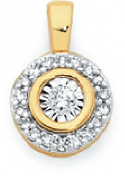 9ct-Gold-Diamond-Round-Halo-Pendant on sale