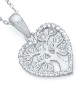 Sterling-Silver-CZ-Tree-Of-Life-In-Flat-Heart-Pendant on sale
