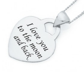 Sterling-Silver-To-The-Moon-Back-Heart-Disc-Pendant on sale