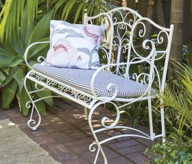 Cotswolds-2-Seater-Steel-Bench-with-Seat-Cushion on sale