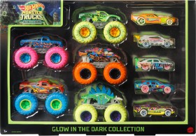 NEW-Hot-Wheels-9-Pack-Monster-Trucks-Glow-in-the-Dark on sale