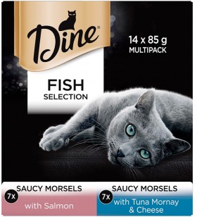 Dine-14-Pack-Cat-Food-Tin-85g-Fish-Selection-In-Sauce on sale