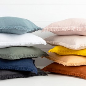 Sahara-Linen-Fringed-Square-Feather-Cushion-by-MUSE on sale