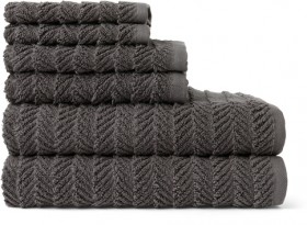 Heritage-Herringbone-Towel-Bundle-in-Dark-Coal on sale