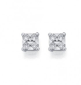 9ct-Gold-Diamond-Square-Stud-Earrings on sale