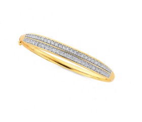 9ct-Gold-Diamond-Double-Row-Bangle on sale
