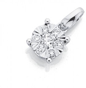 9ct-White-Gold-Diamond-Cluster-Pendant on sale