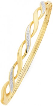 9ct-Gold-Two-Tone-55x60mm-Hollow-Bangle on sale