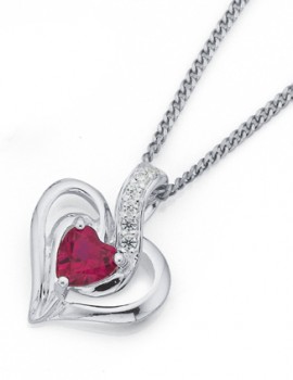 Sterling-Silver-Red-Cubic-Zirconia-Heart-Pendant on sale