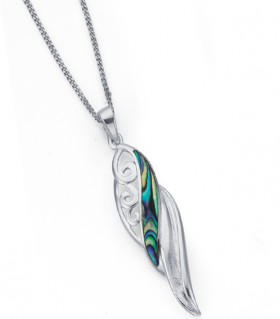 Sterling-Silver-Paua-Shell-Scroll-Twist-Drop-Pendant on sale