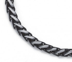 Stainless-Steel-Gents-55cm-Black-Large-Wheat-Chain on sale