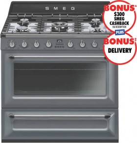 Smeg-90cm-Victoria-Dual-Fuel-Upright-Cooker-Slate-Grey on sale