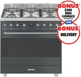 Smeg-90cm-Gas-Upright-Cooker-Matte-Black on sale