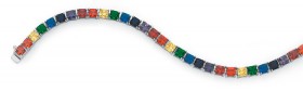 Sterling-Silver-Rainbow-Cubic-Zirconia-Square-Tennis-Bracelet on sale
