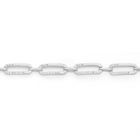 Sterling-Silver-Cubic-Zirconia-Retro-Loop-Bracelet on sale