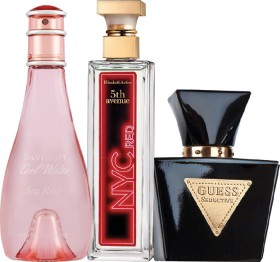 Davidoff-Cool-Water-Sea-Rose-EDT-100mL-Elizabeth-Arden-5th-Avenue-NYC-Red-EDP-75mL-or-Guess-Seductive-Noir-Women-EDT-30mL on sale
