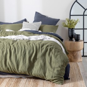 Washed-Linen-Olive-Quilt-Cover-Set-by-MUSE on sale