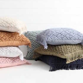 Macrame-Square-Cushion-by-Habitat on sale