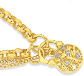 9ct-Gold-19cm-Solid-Belcher-Diamond-Padlock-Bracelet on sale