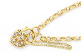 9ct-Gold-19cm-Solid-Belcher-Diamond-Padlock-Bracelet on sale