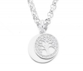 Sterling-Silver-Cubic-Zirconia-Tree-of-Life-Disc-On-Belcher-Bracelet on sale