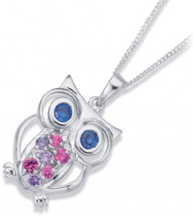 Sterling-Silver-CZ-Owl-Pendant on sale
