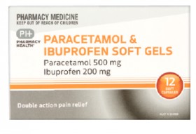 NEW-Pharmacy-Health-Paracetamol-Ibuprofen-Soft-Gels-12-Soft-Capsules on sale