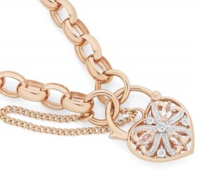 9ct-Rose-Gold-19cm-Belcher-Padlock-Bracelet on sale