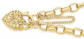 9ct-Gold-Two-Tone-19cm-Solid-Belcher-with-Diamond-Leaf-Padlock-Bracelet on sale