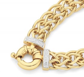 9ct-Gold-20cm-Solid-Diamond-Set-Bolt-Ring-Bracelet on sale