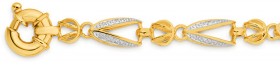 9ct-Gold-Two-Tone-19cm-Solid-Tulip-Link-Bolt-Ring-Bracelet on sale