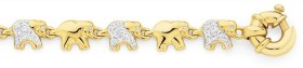 9ct-Gold-19cm-Cubic-Zirconia-Elephant-Bolt-Ring-Bracelet on sale