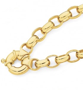 9ct-Gold-19cm-Solid-Oval-Belcher-Bracelet on sale