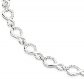 Sterling-Silver-Cubic-Zirconia-Plain-Infinity-Link-Bracelet on sale