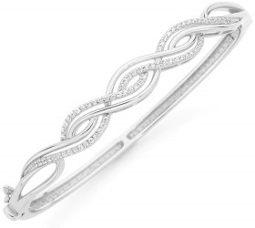 Sterling-Silver-Plain-Cubic-Zirconia-Twist-Bangle on sale