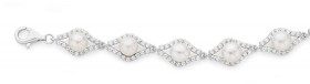 Sterling-Silver-Cultured-Fresh-Water-Pearl-Cubic-Zirconia-Bracelet on sale