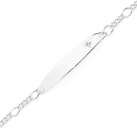 Sterling-Silver-15cm-Diamond-Set-Figaro-Identity-Bracelet on sale
