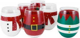 Set-of-6-Santa-and-Friends-Stemless-Glasses-500ml on sale